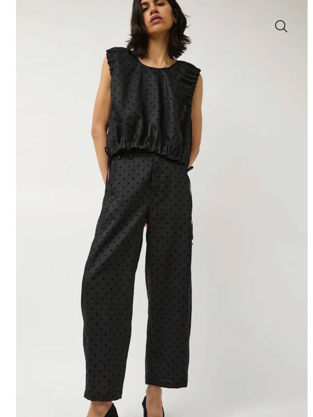 No. 6 SET: Anabel Top & Justin Pant in Black Dot Linen